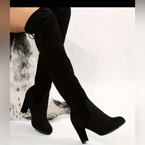 Black Over the Knee Boots - Picture 1 of 5